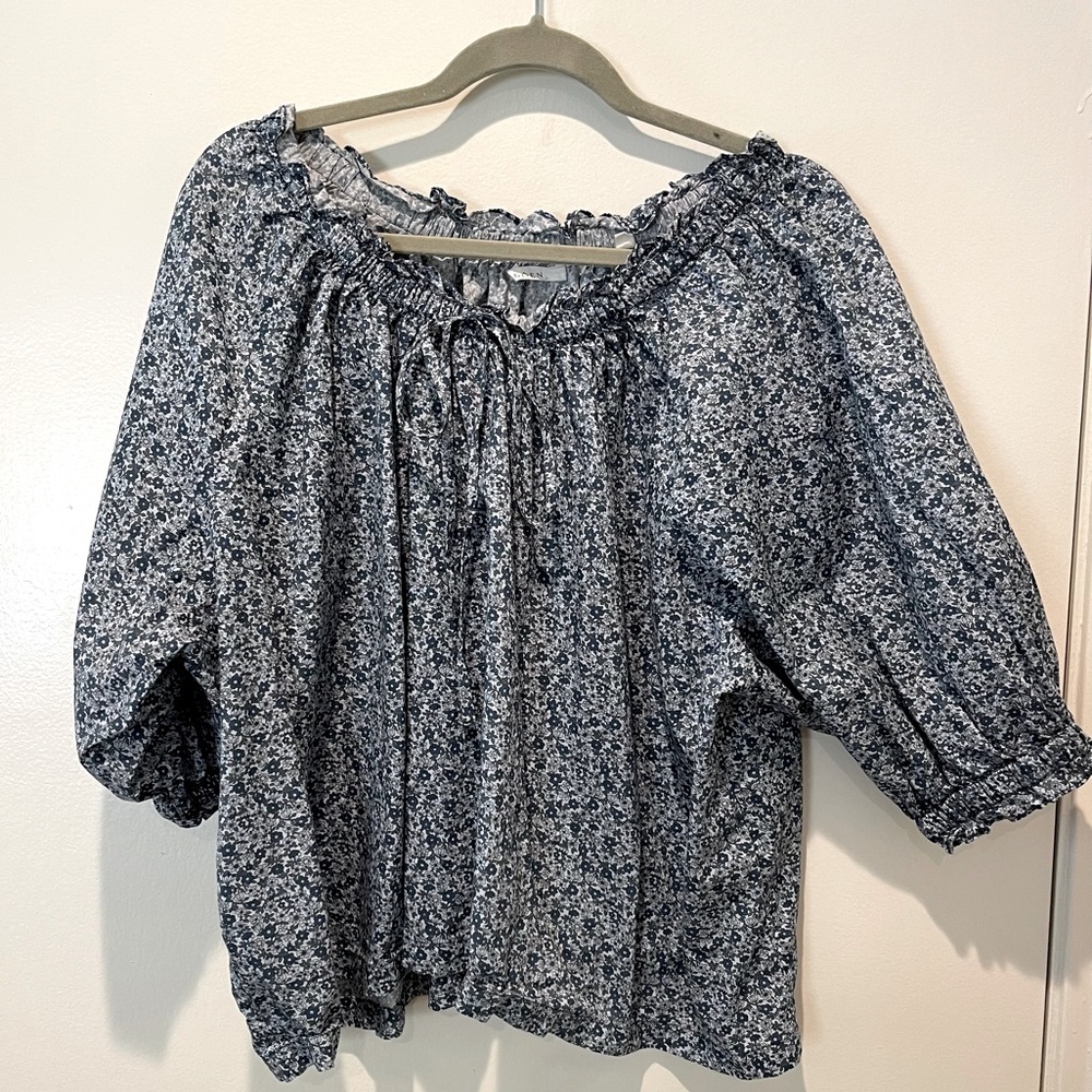 Doen Flower Print Puff Sleeve Top
